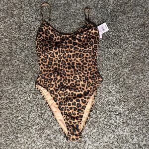 Leopard print one piece swimsuit